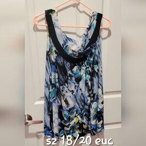 Cato Blue and Black Graphic Sleeveless Tank Top